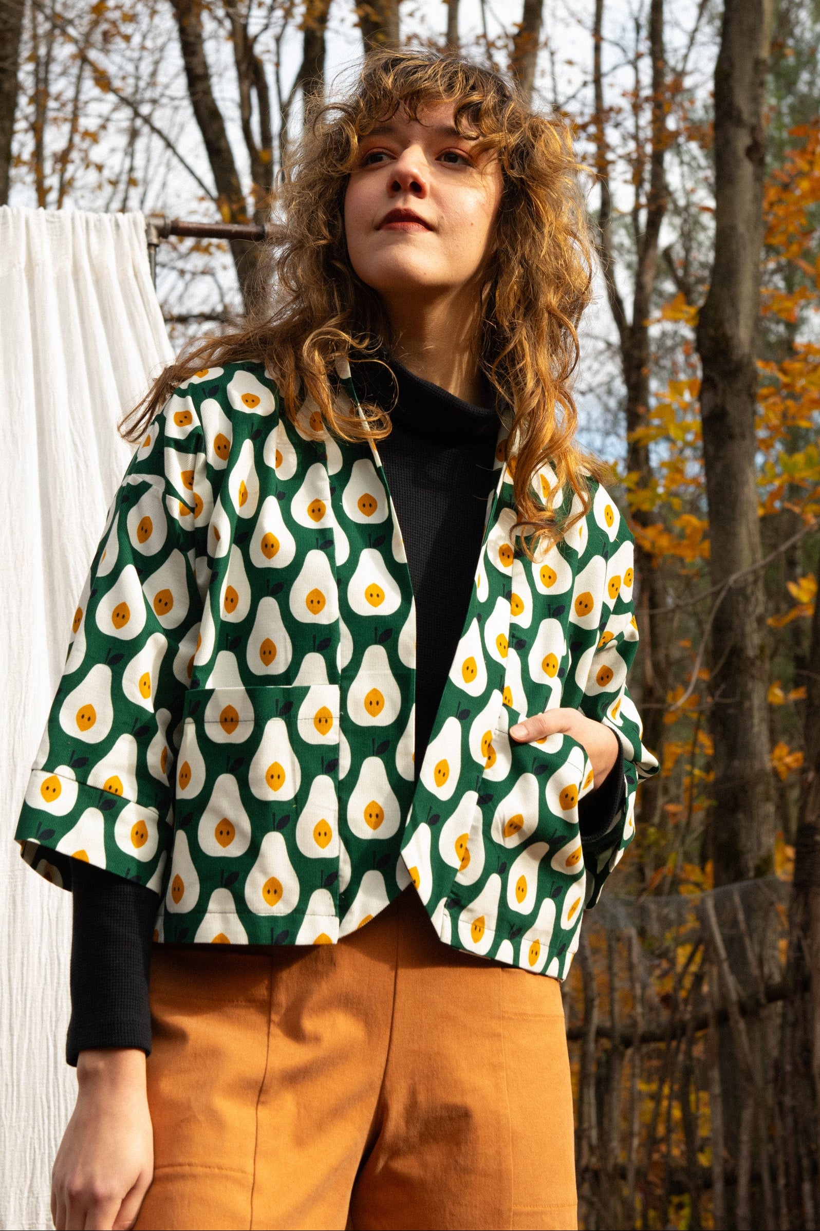 Veste Magnolia- Poires -corduroy fin biologique