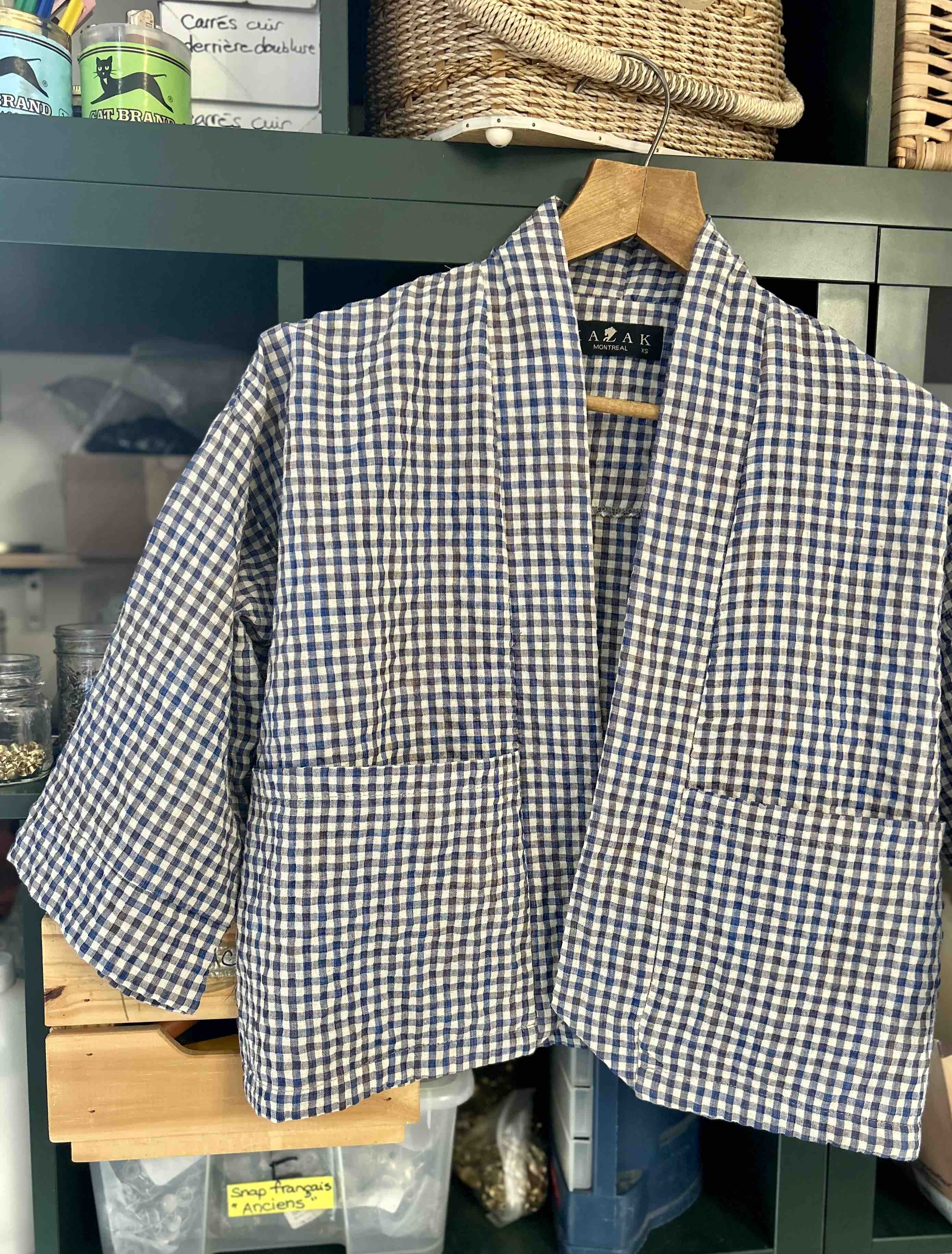 Veste kimono Magnolia- Vichy ciel