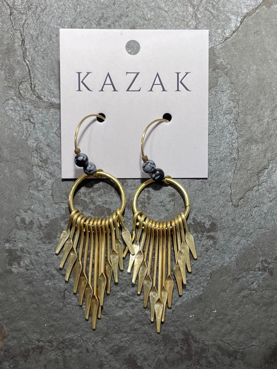 Boucles d'oreilles Arrow Obsidienne - Kazak