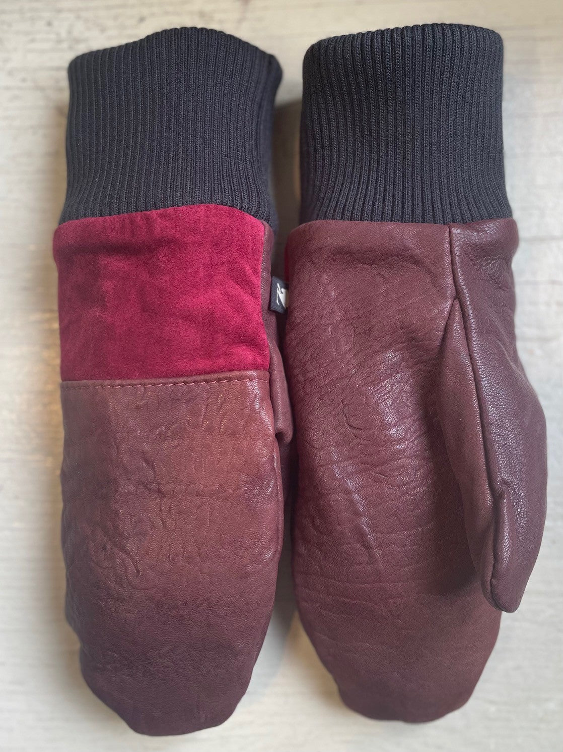 Mitaines Lhasa Orange sanguine / cuir et suède recyclés - KAZAK -