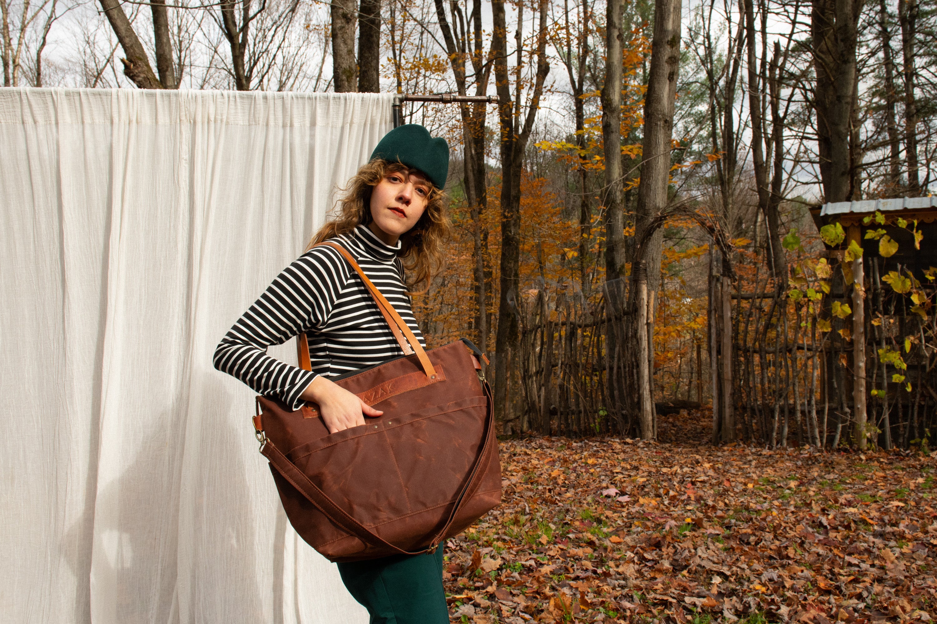 Grand tote bag Cavalcade - Cannelle - Mélange cuir recyclé et tannage végétal