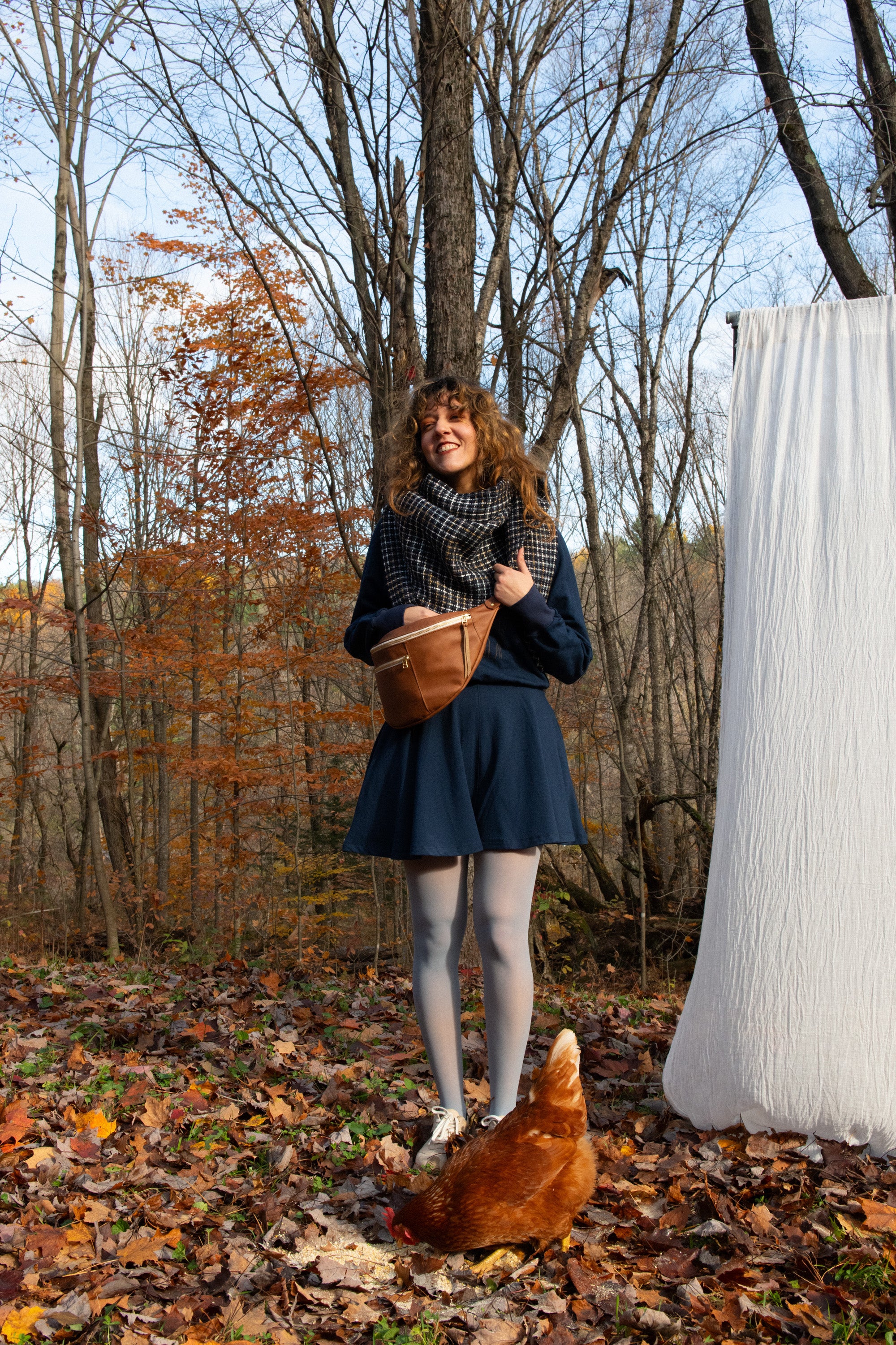 Foulard triangle tricot bleu