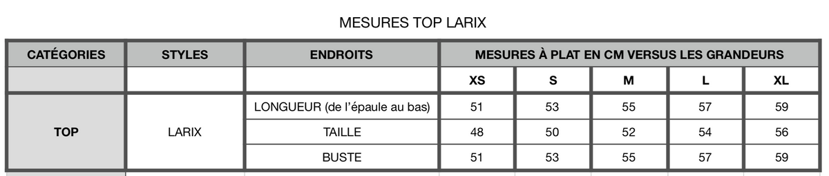 Top Larix- rayures noires et crèmes