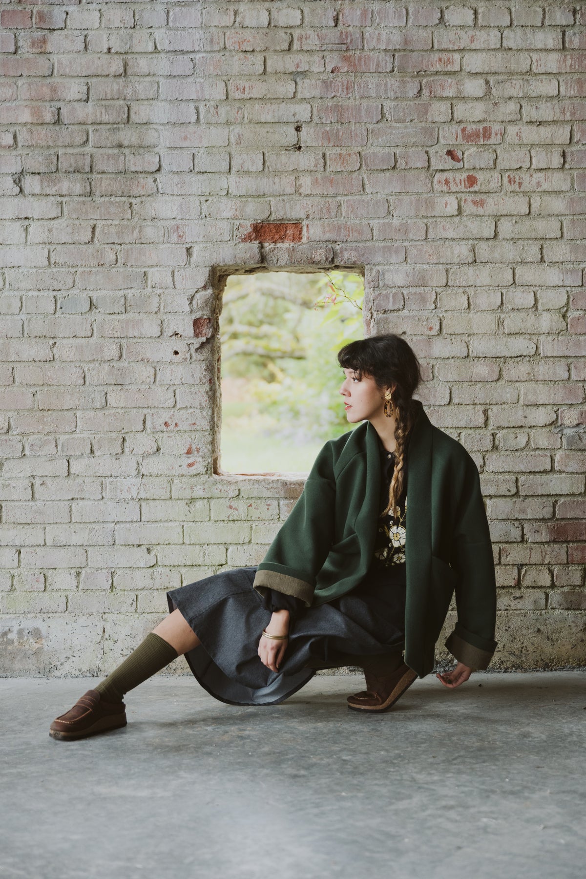 Veste Thuya -laine olive