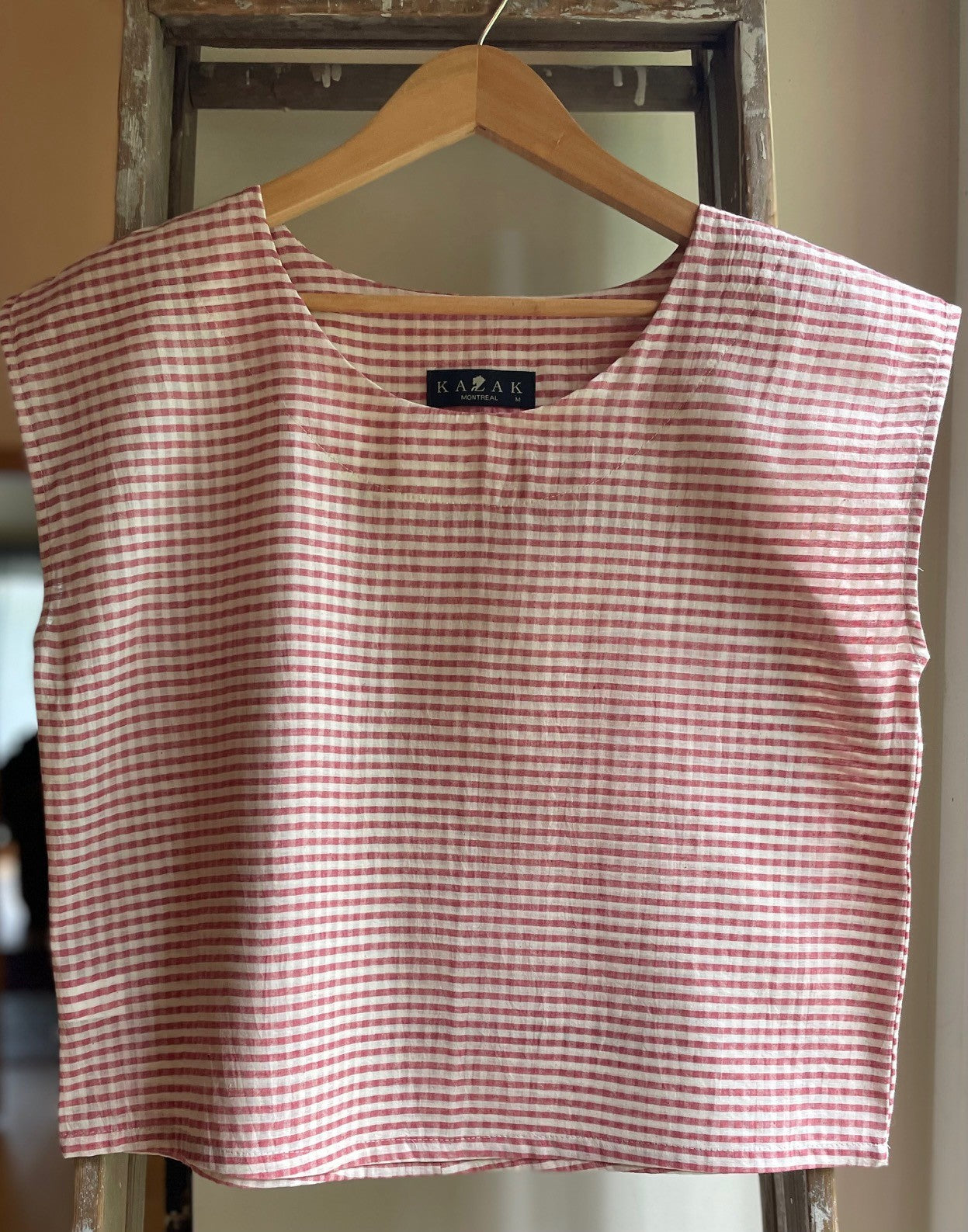 Top Sandrigo - Vichy Rouge tissé à la main -