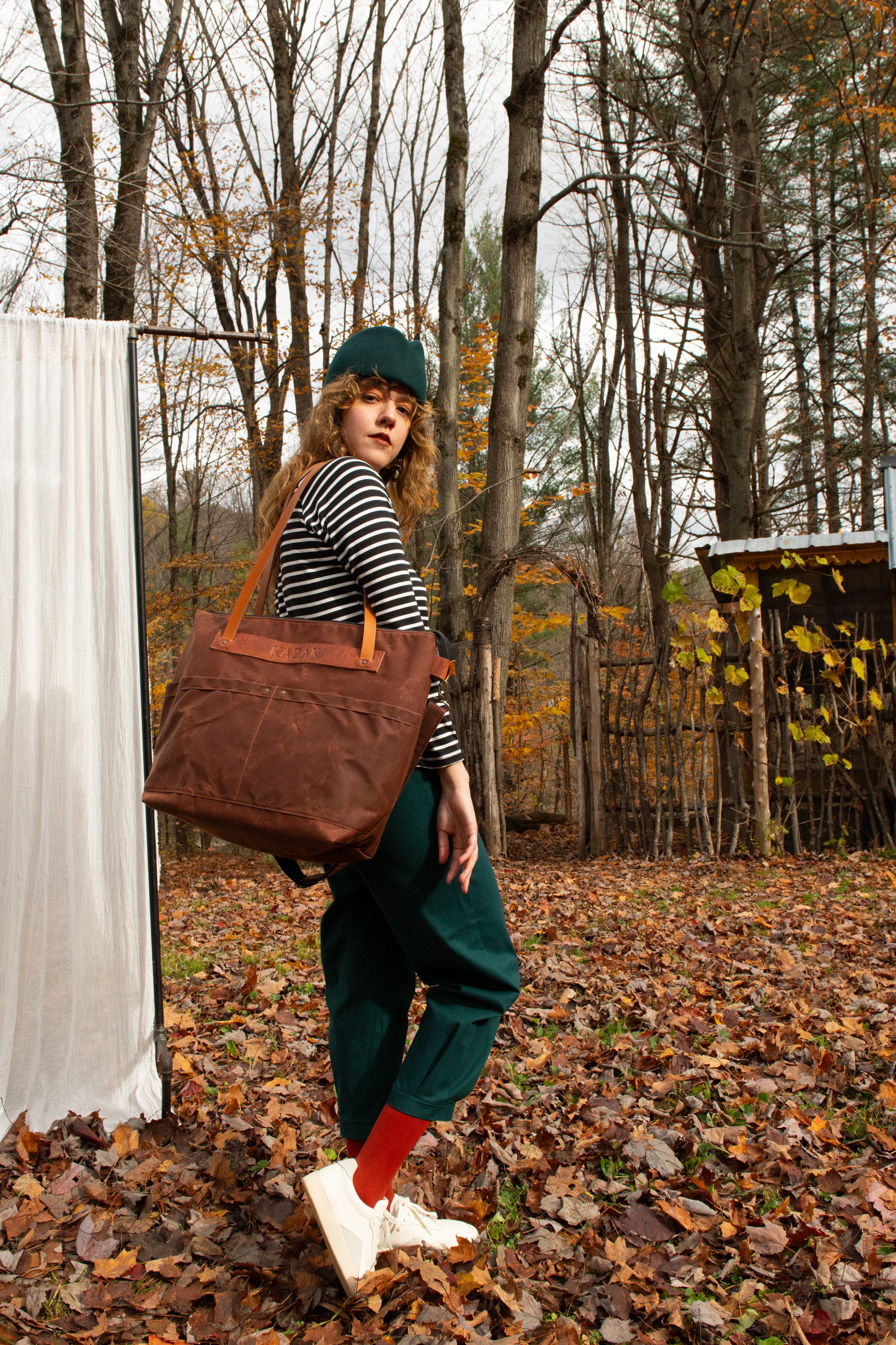 Grand tote bag Cavalcade - Cannelle - Mélange cuir recyclé et tannage végétal