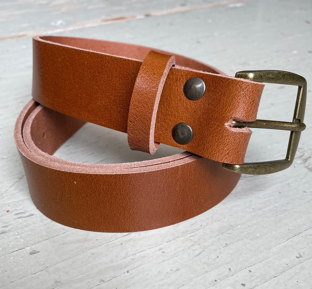 Ceinture Jeans Cognac en cuir de tannage végétal - KAZAK -