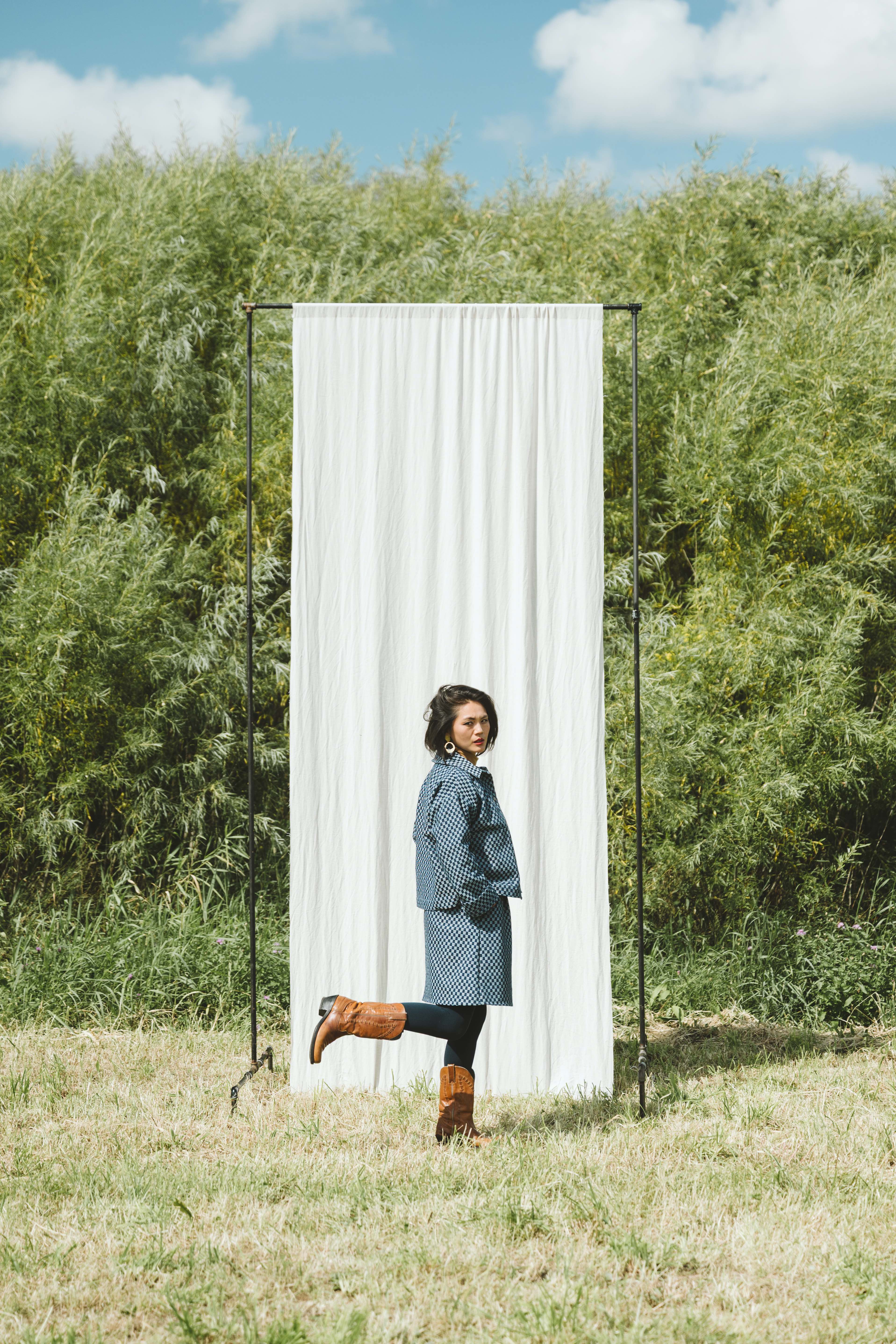 Jupe Berberis -carreaux Indigo