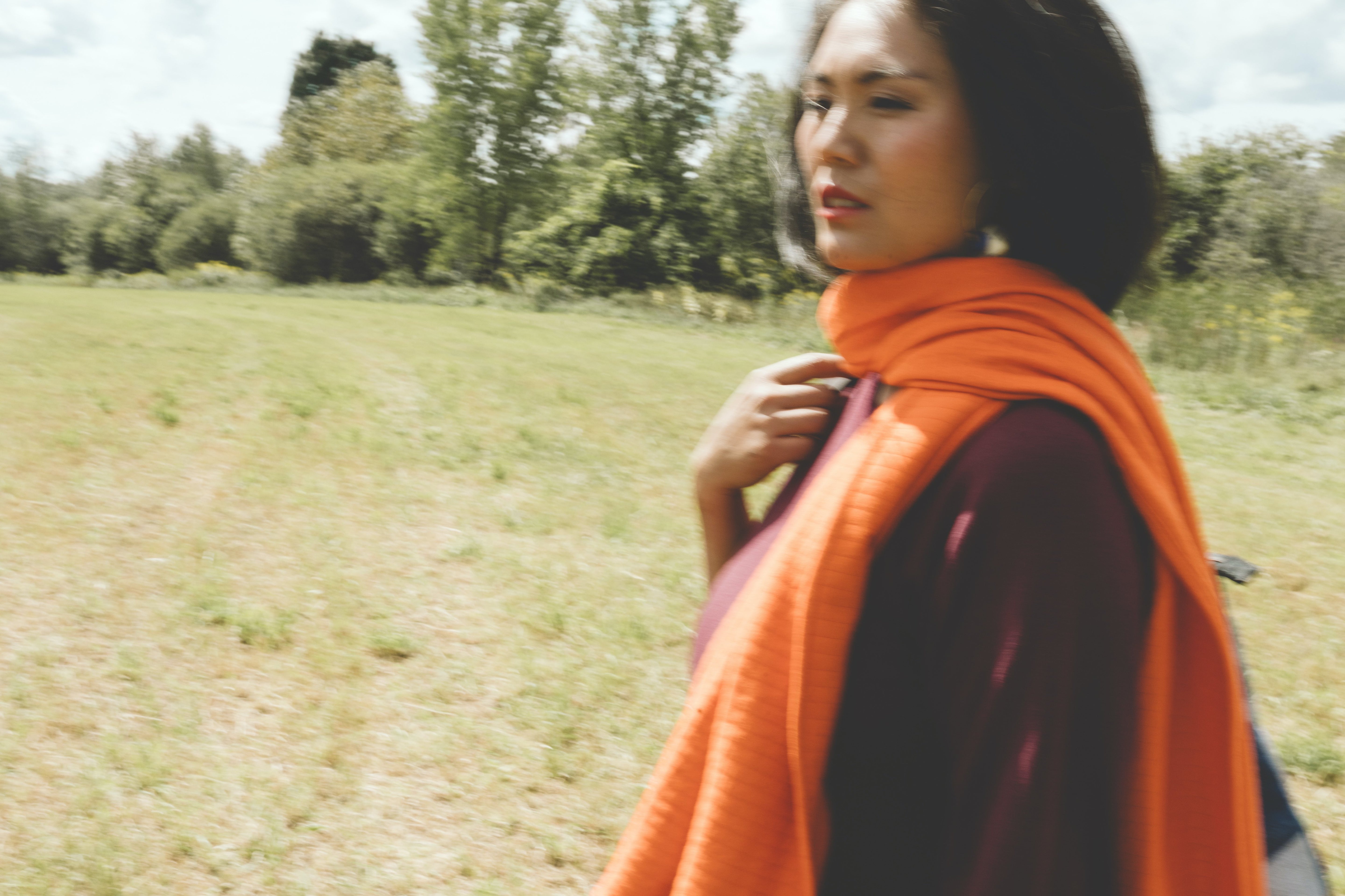 Foulard / Châle orange matelassé