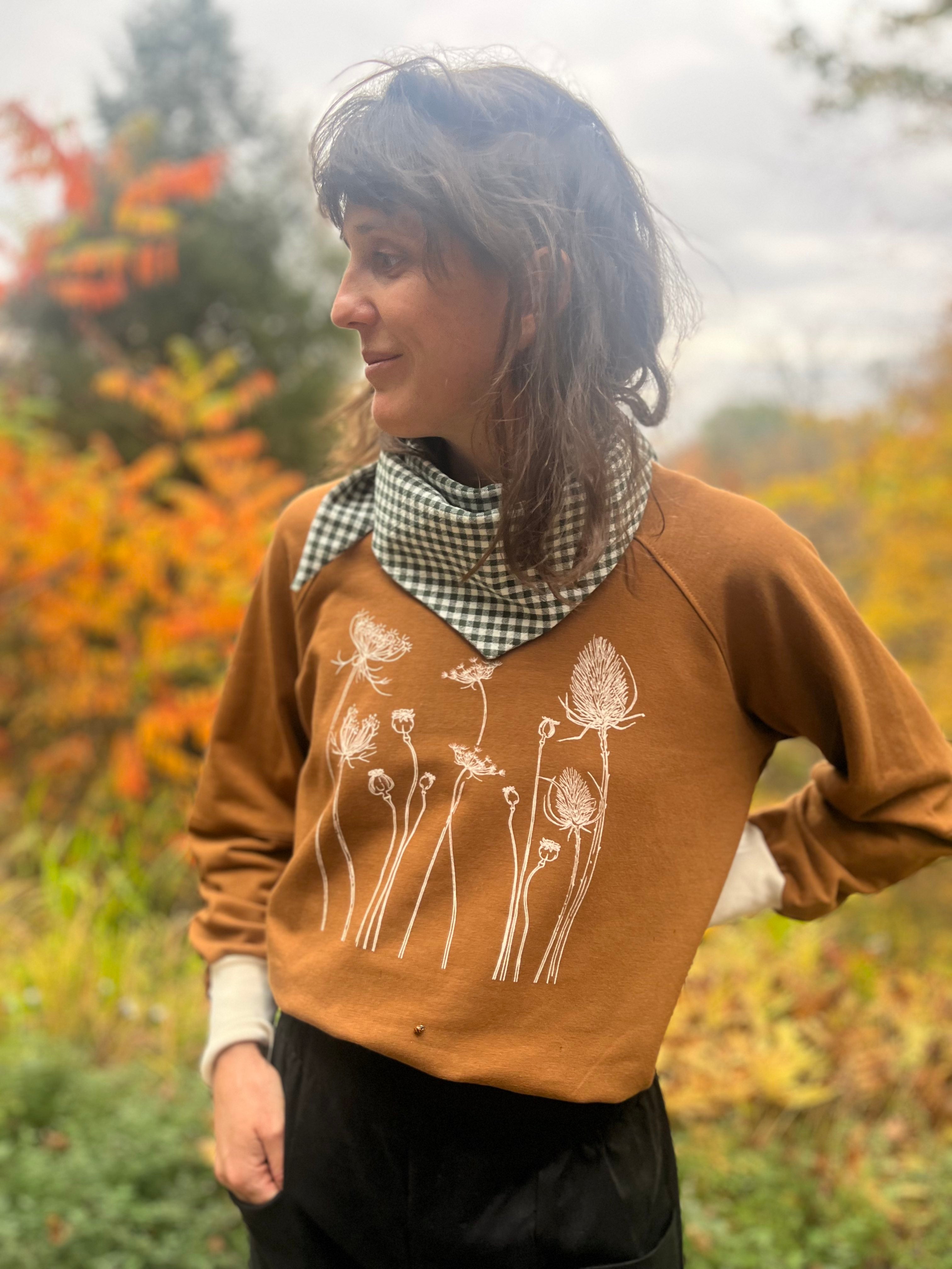 Crewneck MARILOU fleurs d'automne Teck-bambou et coton OEKOTEX