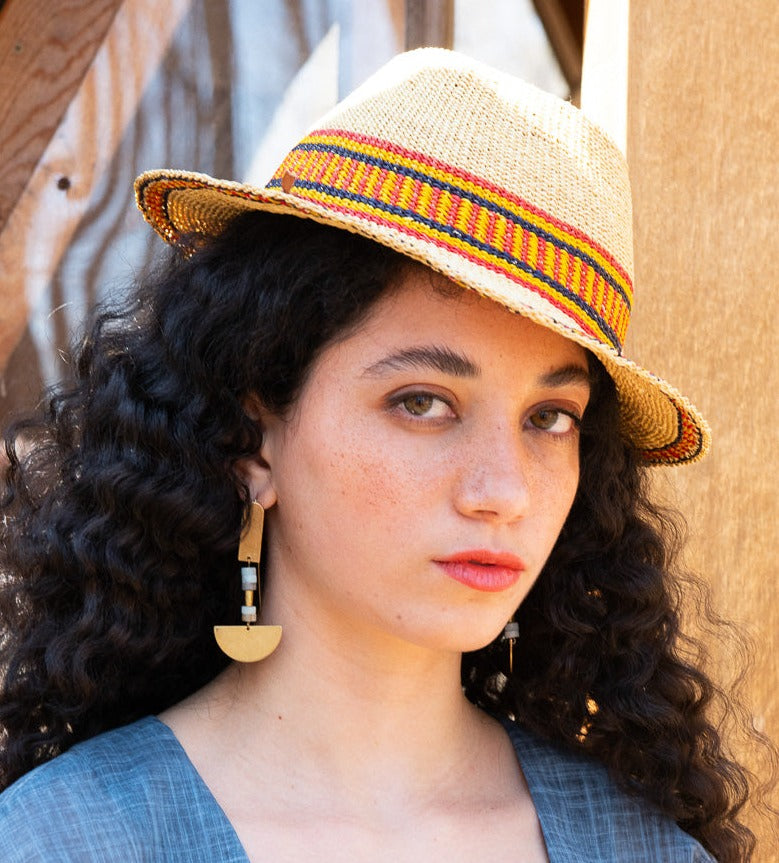 Boucles d'oreilles Atina couleur lapis, quartz et amazonite