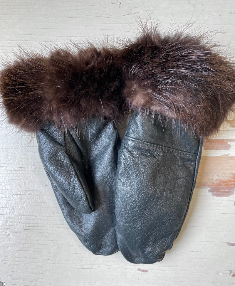 Mitaines Anoushka - cuir recyclé et fourrure recyclée - KAZAK
